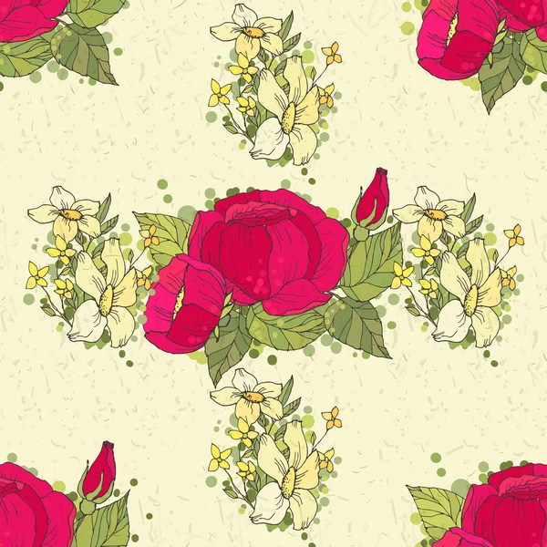 Patrón floral sin costuras con peonías — Archivo Imágenes Vectoriales