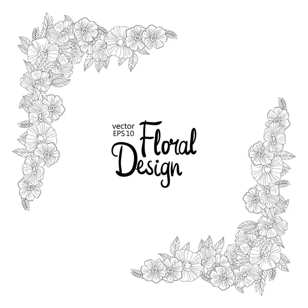 Borde floral hecho con flores incompletas — Vector de stock