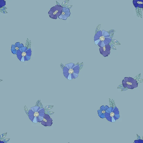 Flores azules sobre fondo blanco — Vector de stock