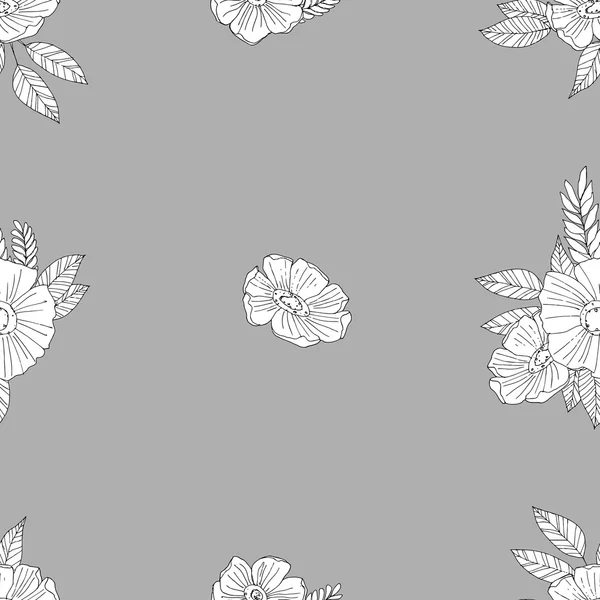 Zwart-witte bloemen — Stockvector