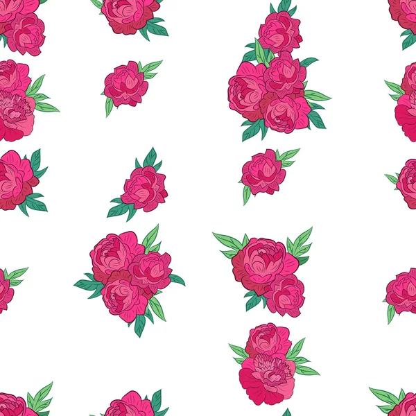 Seamless pattern with pink peonies — Stock Vector