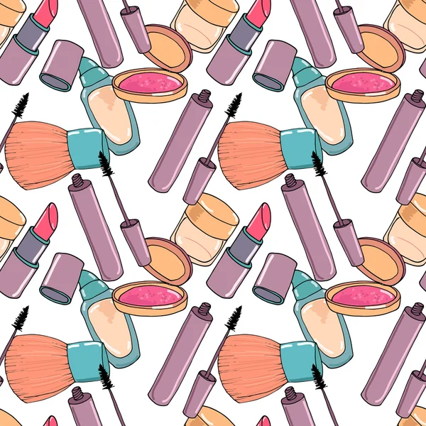 Maquillaje patrón sin costura — Vector de stock