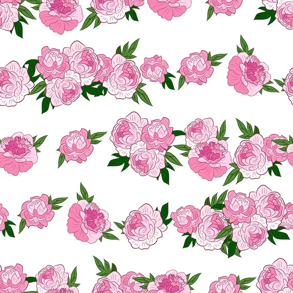 Seamless pattern with pink peonies — Stock Vector