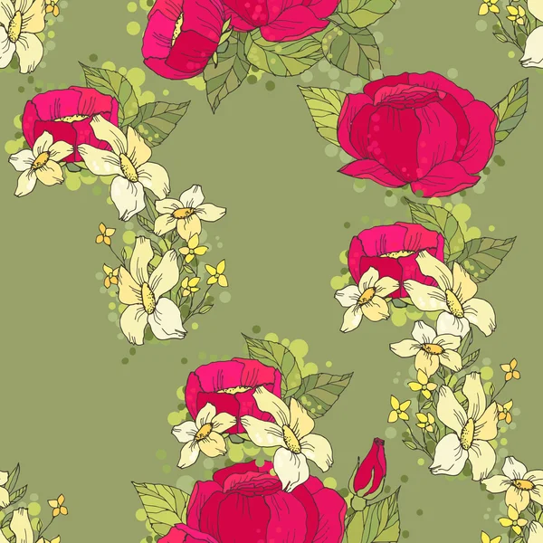 Seamless floral pattern with peonies — Stock Vector