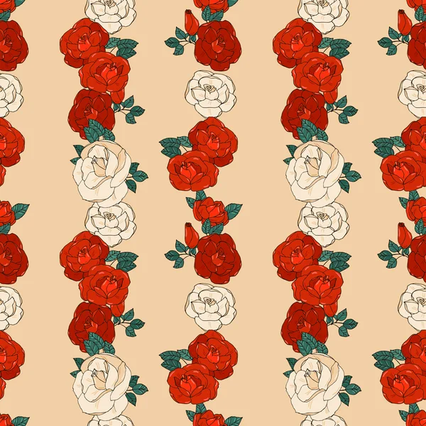 Απρόσκοπτη μοτίβο με τριαντάφυλλα — Διανυσματικό Αρχείο
