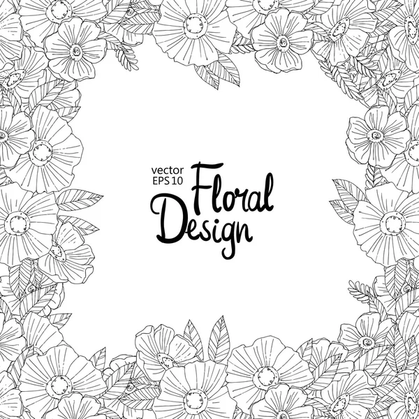 Borde floral hecho con flores incompletas — Vector de stock