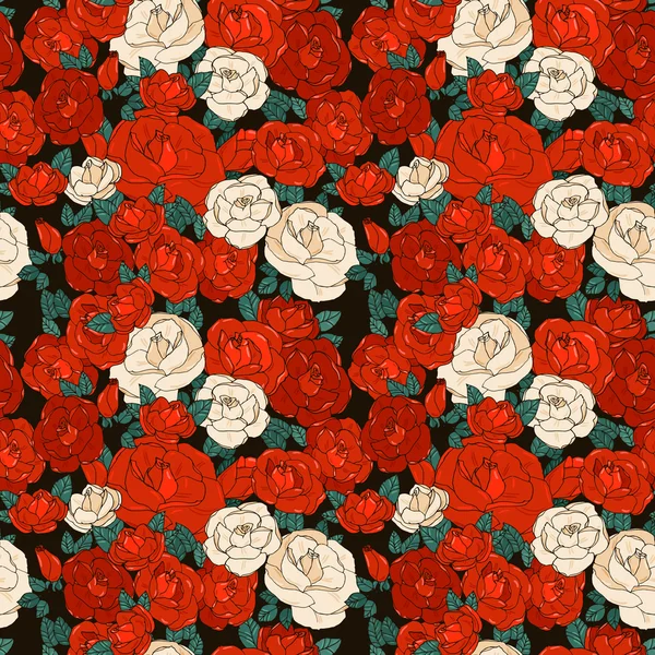 Seamless pattern with roses — Stock Vector