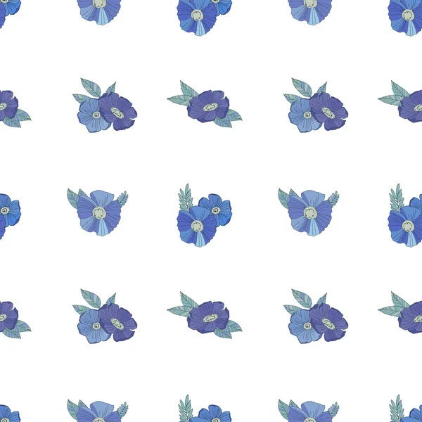 Flores azules sobre fondo blanco — Vector de stock