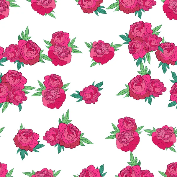 Seamless pattern with pink peonies — Stock Vector