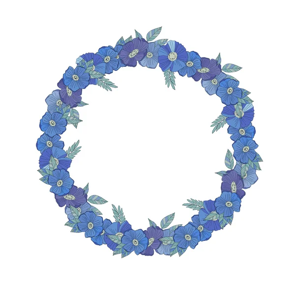 Bordure florale bleue faite de fleurs sauvages — Image vectorielle