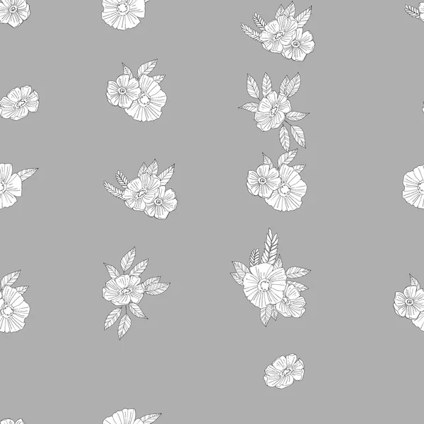 Zwart-witte bloemen op witte achtergrond — Stockvector