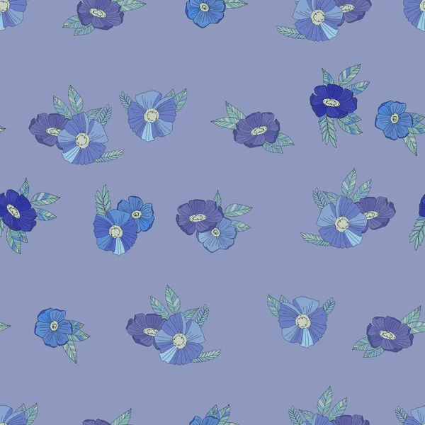 Fleurs bleues sur fond blanc — Image vectorielle