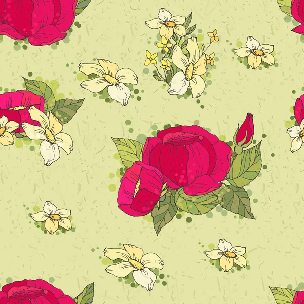 Peonies ile sorunsuz çiçek desenli — Stok Vektör