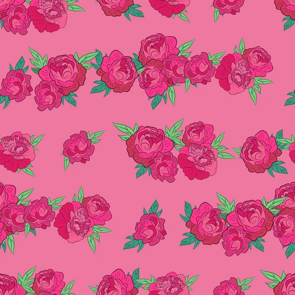 ピンクの牡丹とのシームレスなパターン — ストックベクタ