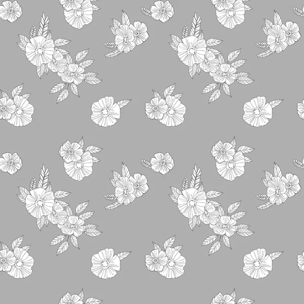 Чорно-білі квіти на білому тлі — стоковий вектор