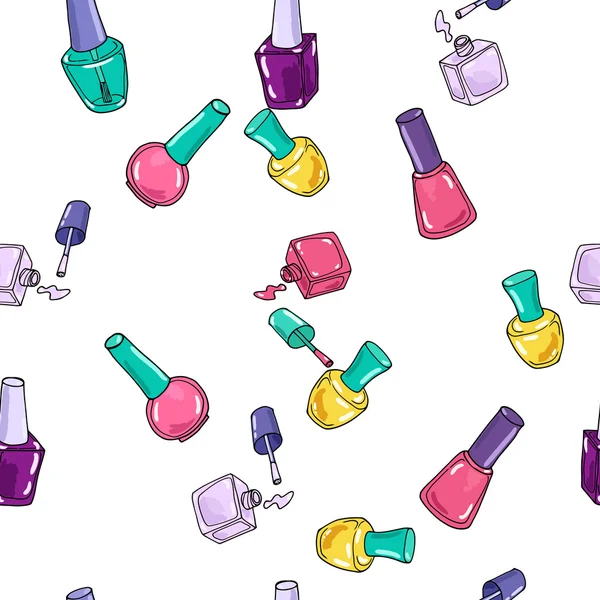 Motif sans couture avec vernis à ongles — Image vectorielle