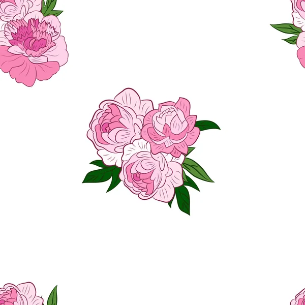 Modèle sans couture avec pivoines roses — Image vectorielle