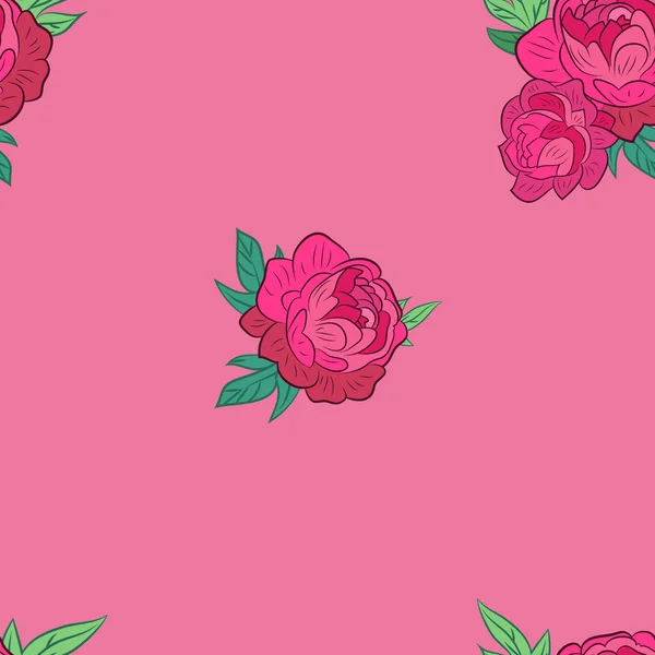 Бесшовный рисунок с розовыми пионами — стоковый вектор