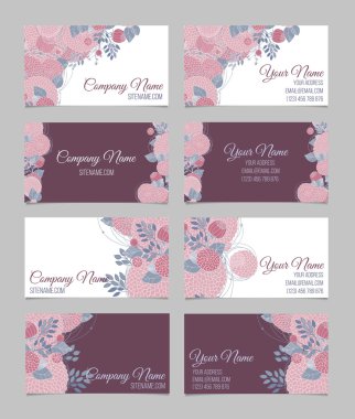 Dört çift taraflı çiçek iş kart dizisini