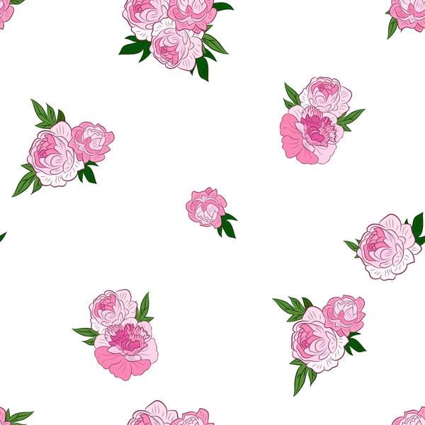 Бесшовный рисунок с розовыми пионами — стоковый вектор