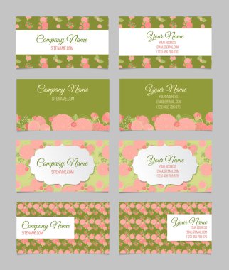 Dört çift taraflı çiçek iş kart dizisini