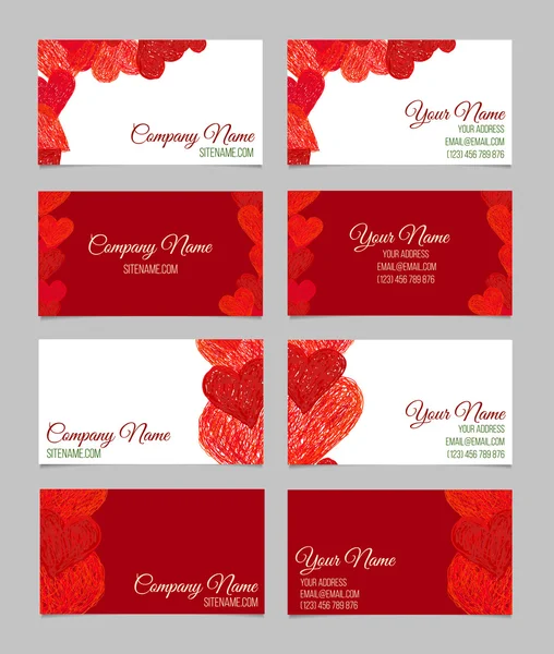 Set of abstract business cards.  Valentines Day design — Stock Vector