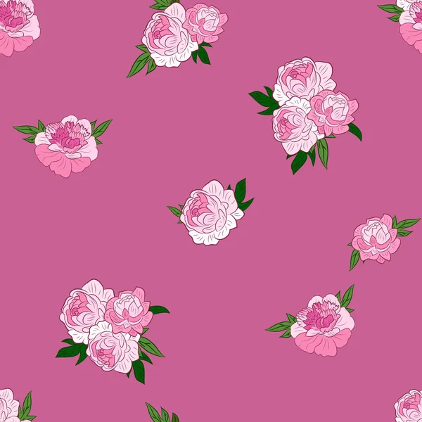 Seamless pattern with pink peonies — Stock Vector