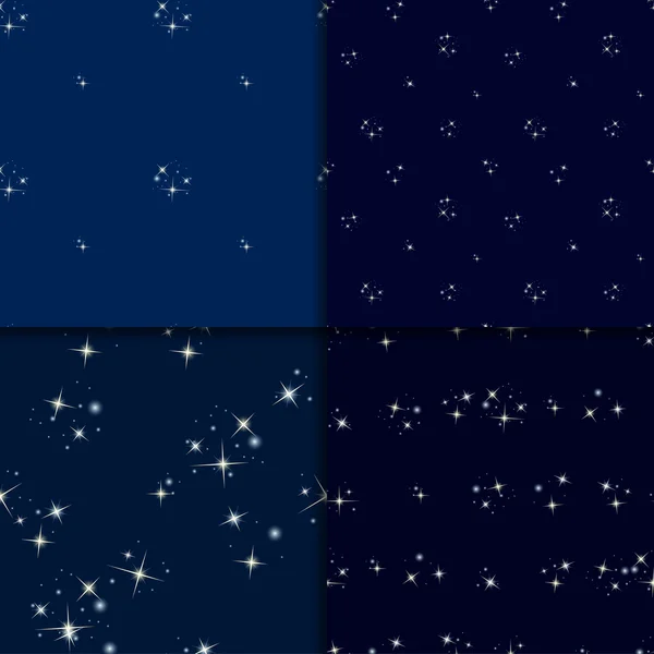 Starry sky seamless pattern set — Stock Vector