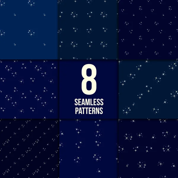 Starry sky seamless pattern set — Stock Vector