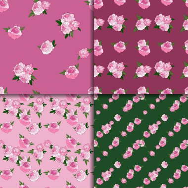 Seamless modeli ile pembe peonies ayarla