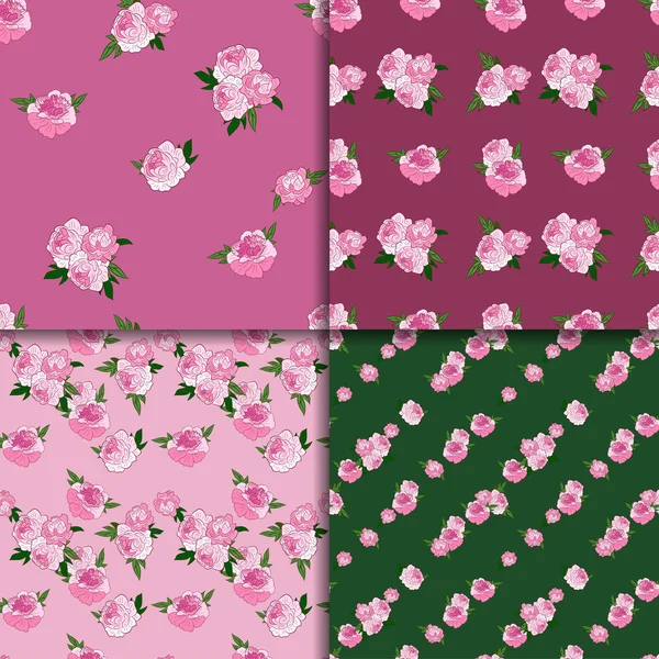 Бесшовный узор с розовыми пионами — стоковый вектор