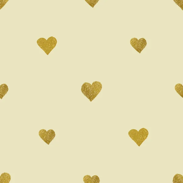 Corazones de oro patrón sin costuras — Vector de stock