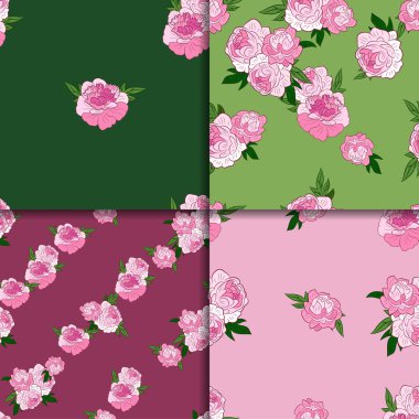 Seamless modeli ile pembe peonies ayarla