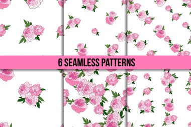 Seamless modeli ile pembe peonies ayarla