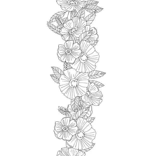 Borda floral sem costura vertical — Vetor de Stock