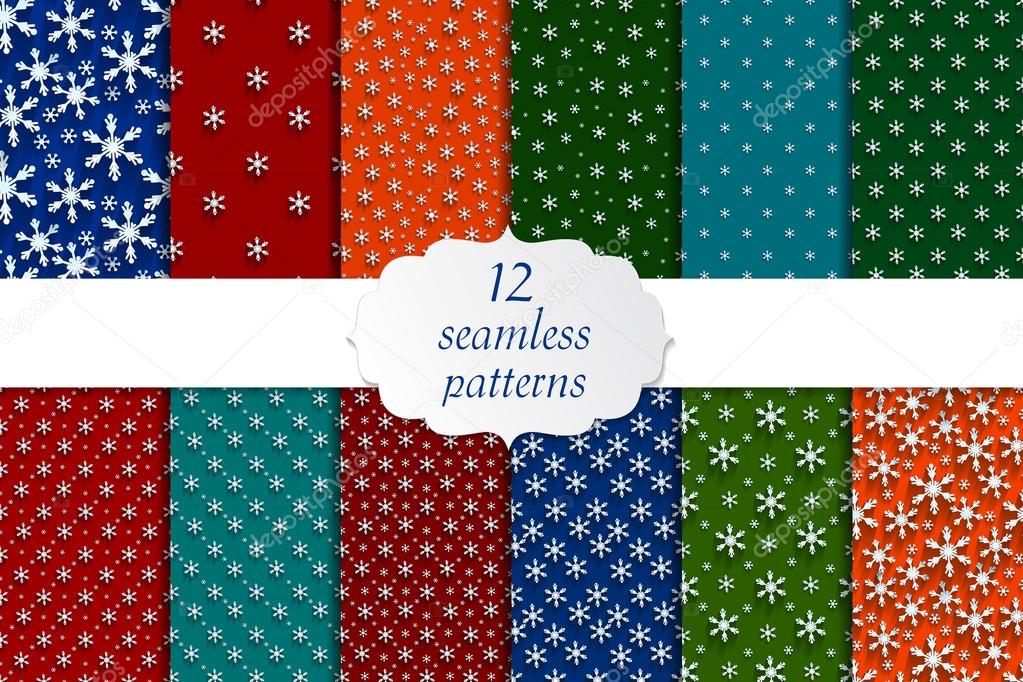 Seamless  pattern set with snowflakes