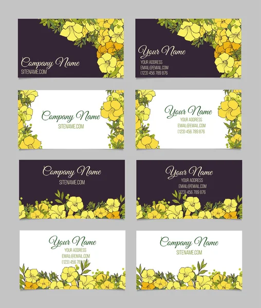 Conjunto de cuatro tarjetas florales de doble cara — Vector de stock