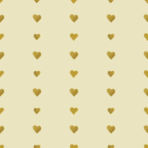 Coeurs dorés motif sans couture — Image vectorielle