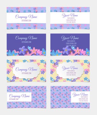 Dört çiçek iş kart dizisini