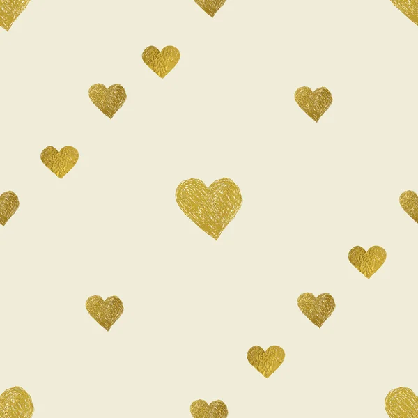 Golden  hearts seamless pattern — Stock Vector