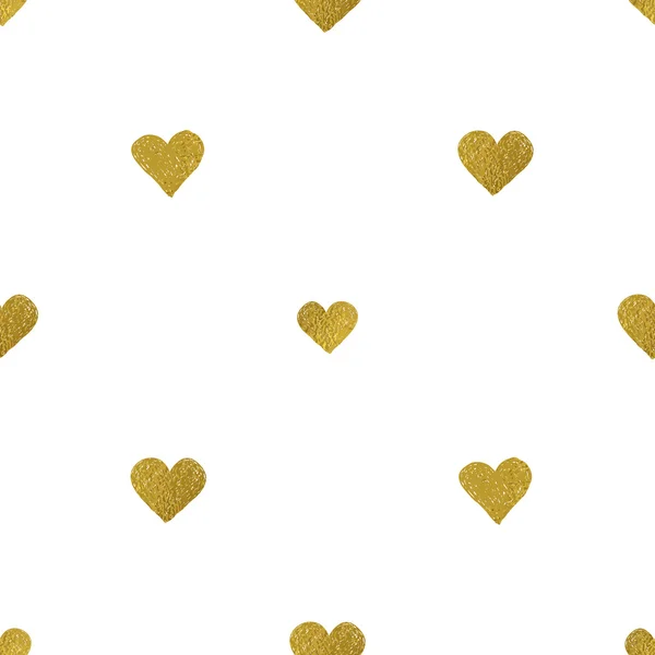 Gold  hearts on white background. Seamless pattern — Stock Vector