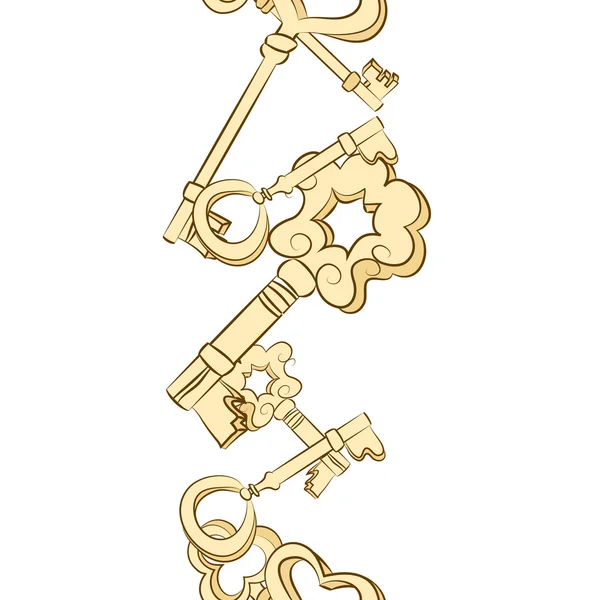 Seamless row of vintage keys — Stock Vector