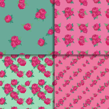 Seamless modeli ile pembe peonies ayarla