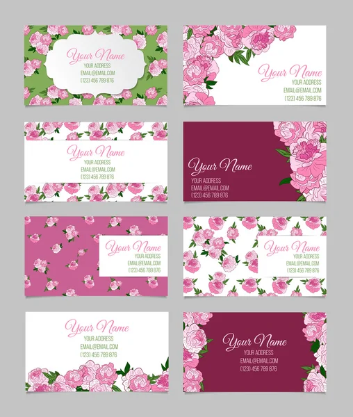 Belles cartes de visite florales — Image vectorielle