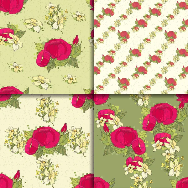 Motif floral sans couture serti de pivoines — Image vectorielle