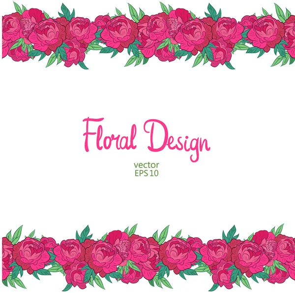 Vector border with peonies — Stock Vector