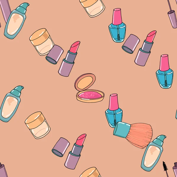 Maquillaje patrón sin costura — Vector de stock