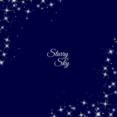 Koyu mavi zemin üzerine yıldızlı çerçeve