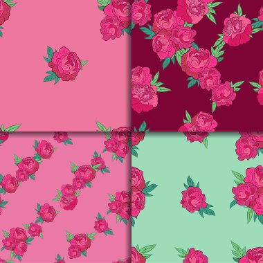 Seamless modeli ile pembe peonies ayarla