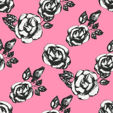 Vintage siyah-beyaz desen gül